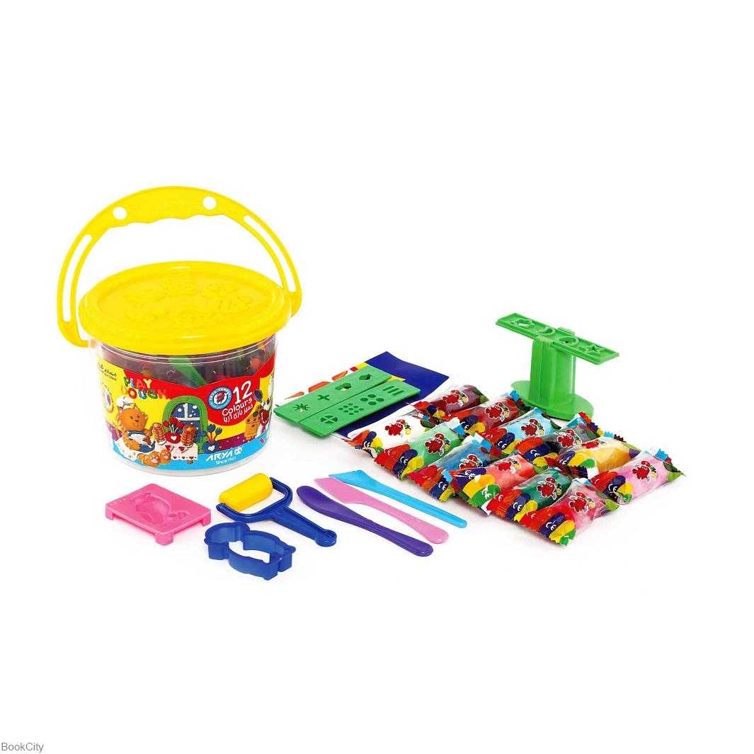 خمیر 12 رنگ سطلی بزرگ 1069 همراه DVD آریا - 0