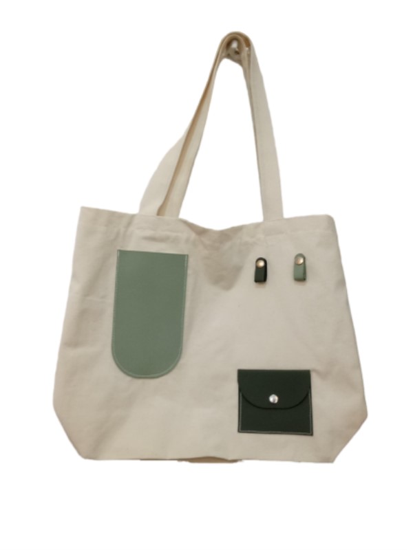 ساک پارچه‌ای جیب‌دار چرم سایز 2 خورشید - 0