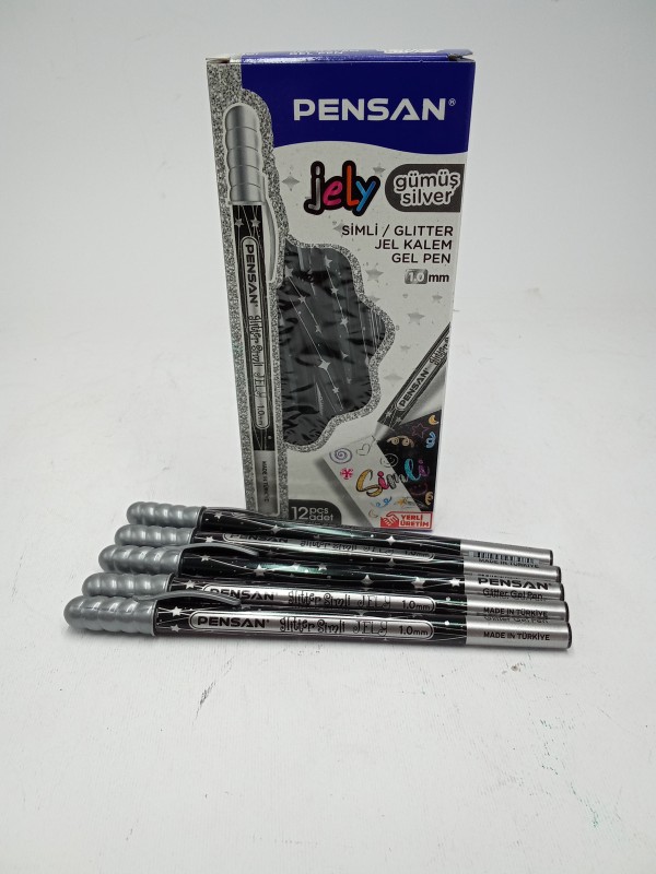 خودکار اکلیلی نقره‌ای PENSAN 2800 Glitter Gel Pen 1.0mm - 0