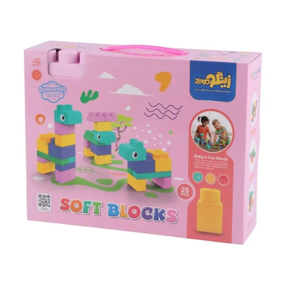 ساختنی سازه‌های نرم 25 قطعه صورتی زینگو