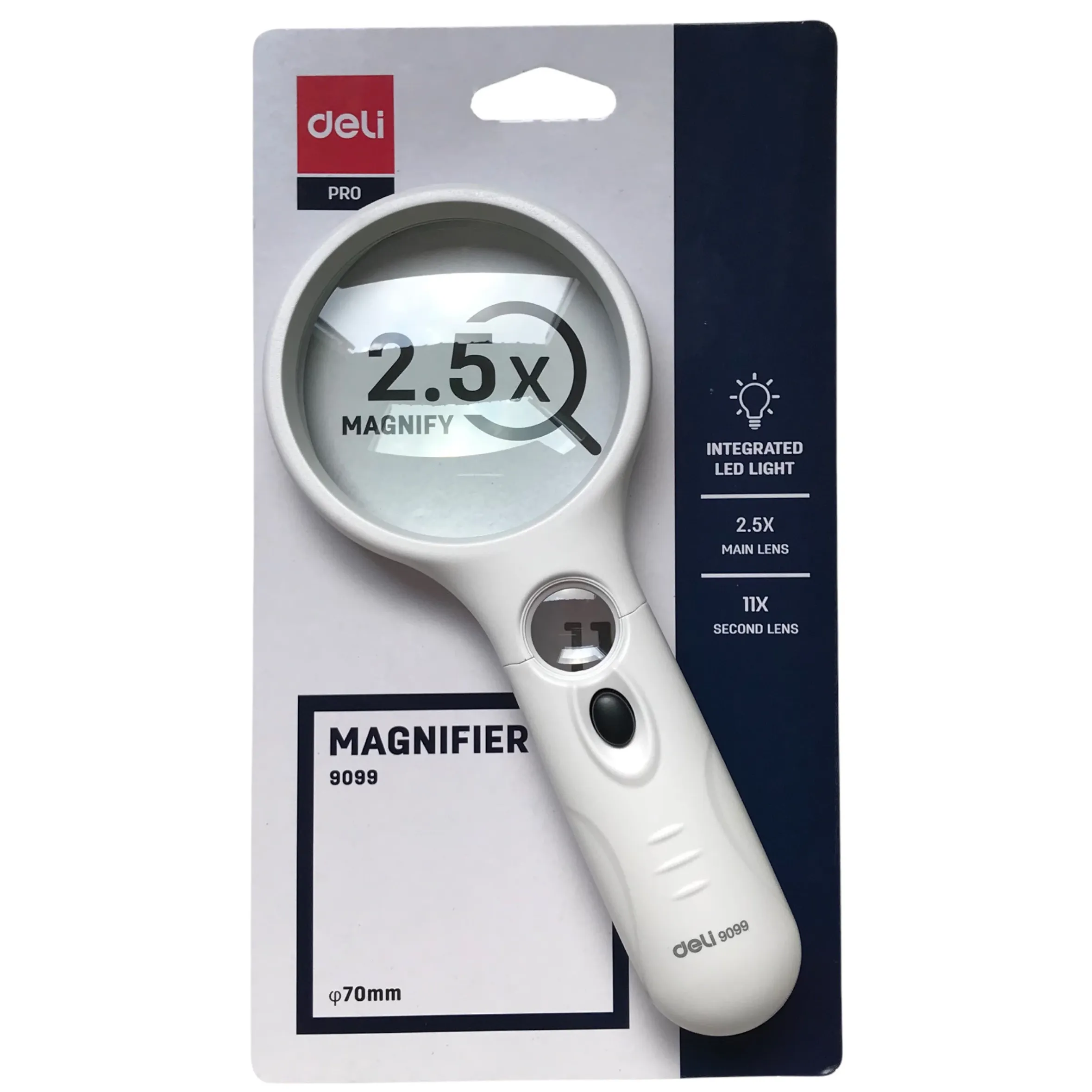 ذره‌بین چراغ‌دار deli 9099 70mm