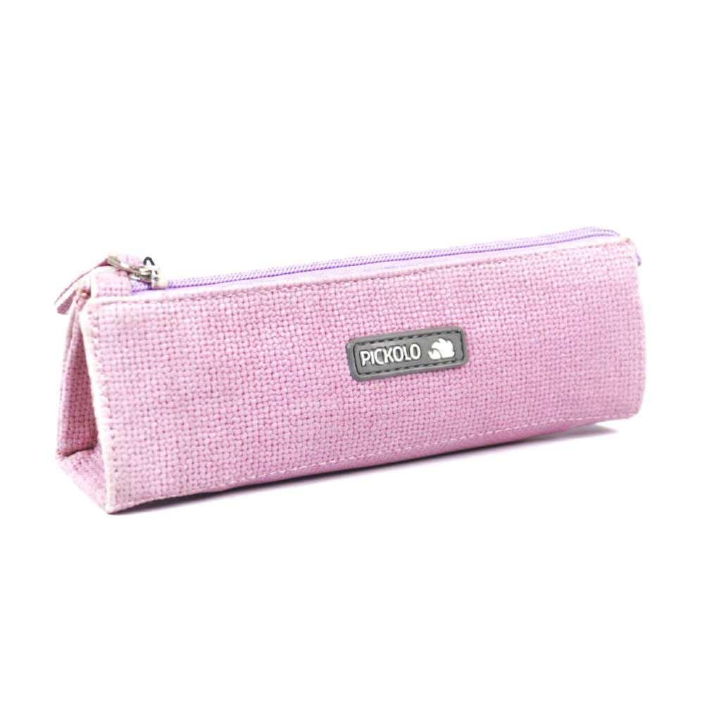 جامدادی تک زیپ صورتی چرم PICKOLO SPC02